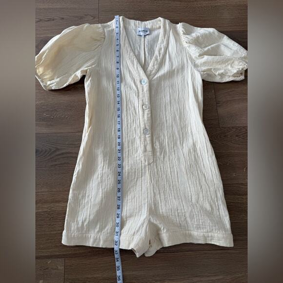 FRNCH Betina Woven Cotton Jumpsuit Short Romper in Ecru Cream Size XS - Picture 12 of 12